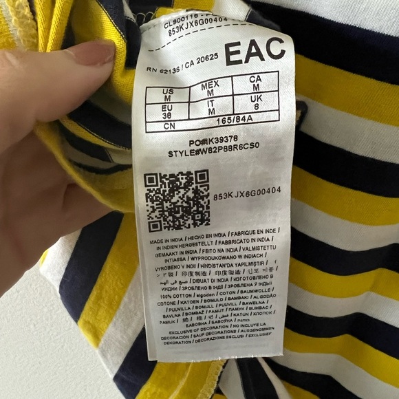 Guess Los Angeles Yellow Black White Striped Logo Tee Short Sleeve Shirt Size M - Picture 5 of 5
